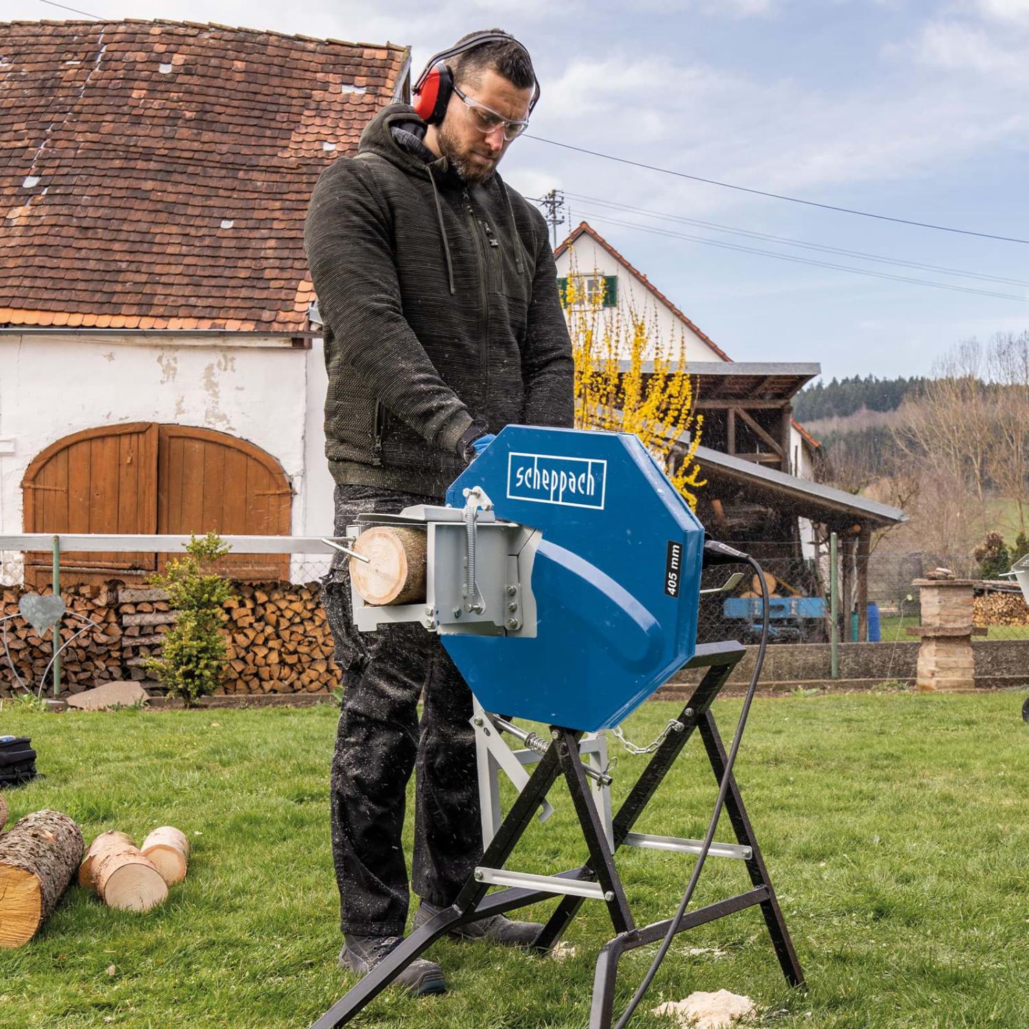 Scheppach – Sierra de troncos inclinable HS 410 – Ø de hoja 405 mm – Ø de corte 135 mm 2200 W 230 V - Imagen 2