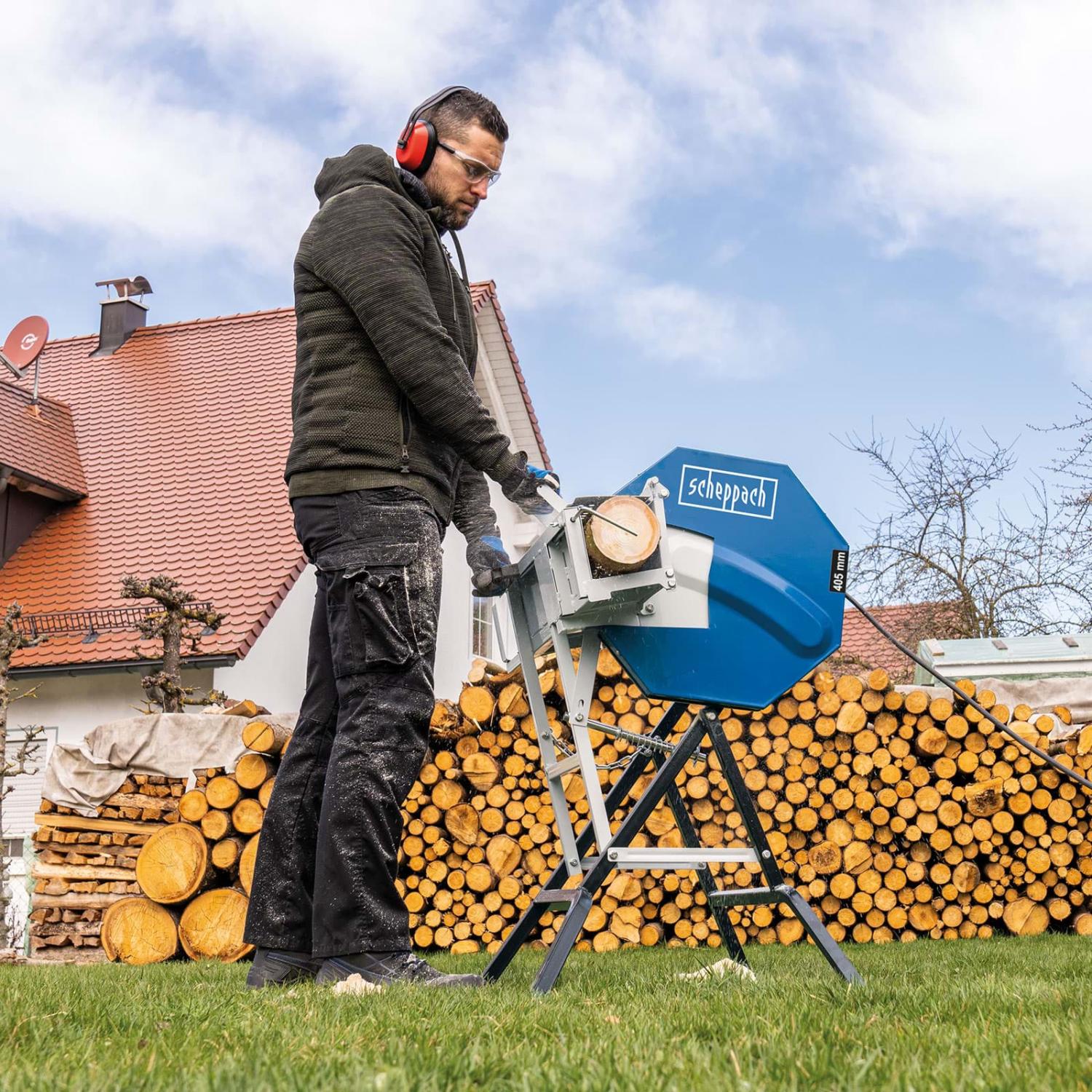 Scheppach – Sierra de troncos inclinable HS 410 – Ø de hoja 405 mm – Ø de corte 135 mm 2200 W 230 V - Imagen 3